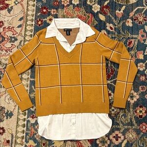 Jones New York Sweater with Collared Layer